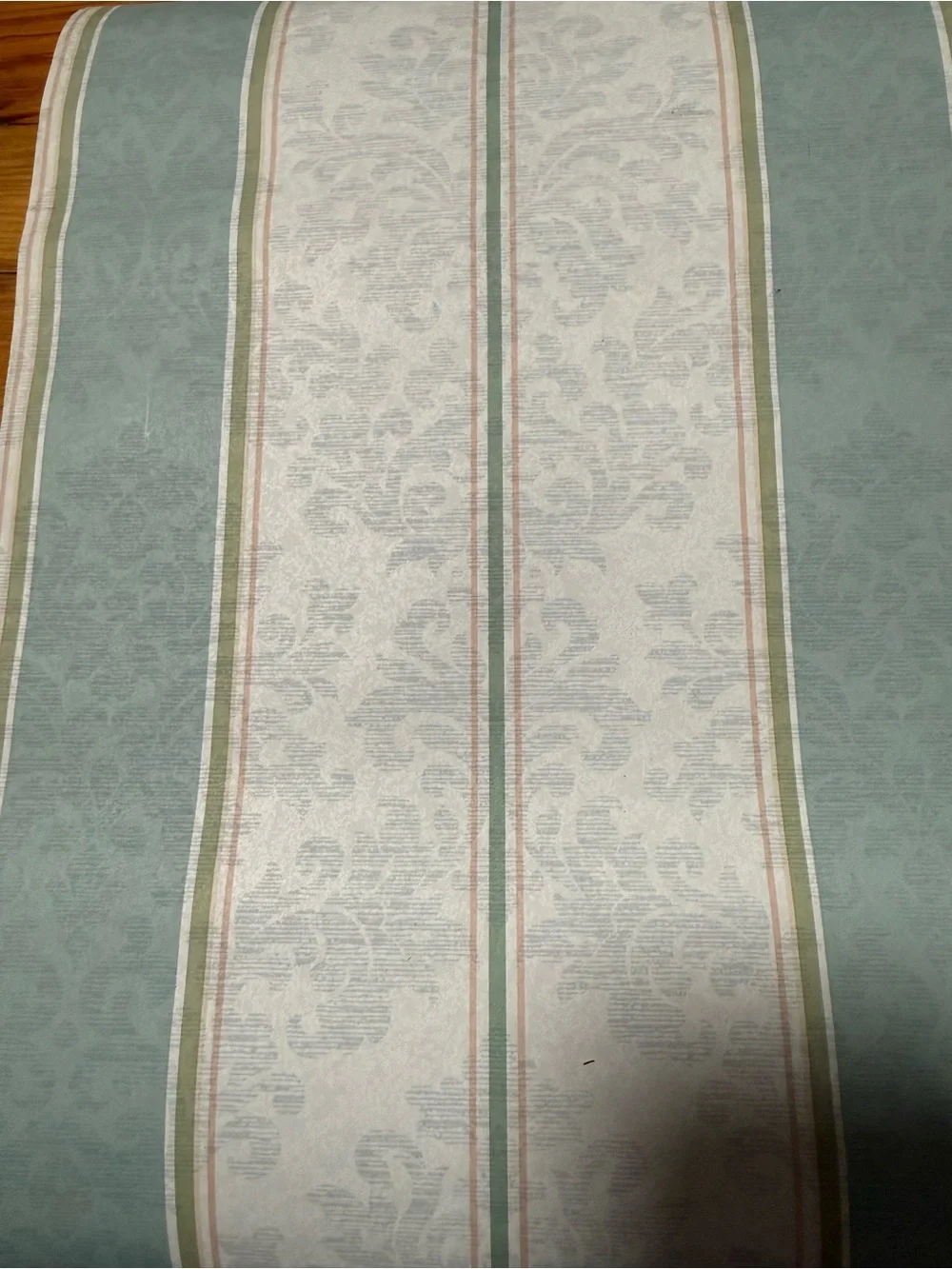 Waverly Soft Green and Cream Striped Damask Wallpaper